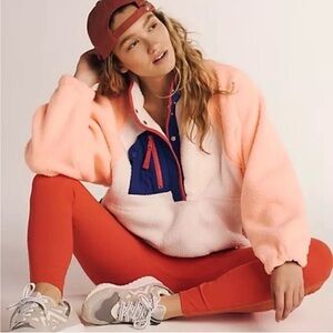 Free People New Hit The Slopes Colorblock Fleece Pullover in Sport Canvas Combo